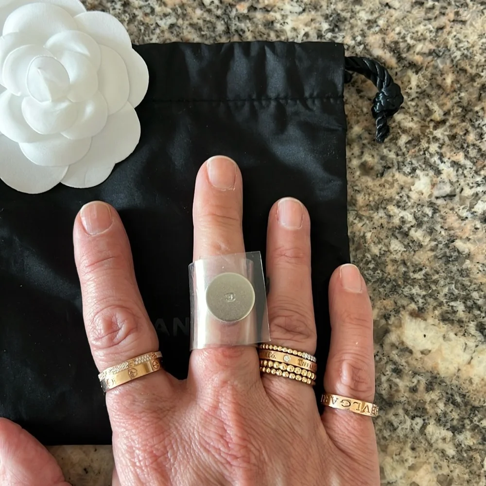Vintage Chanel Vinyl and Palladium Ring